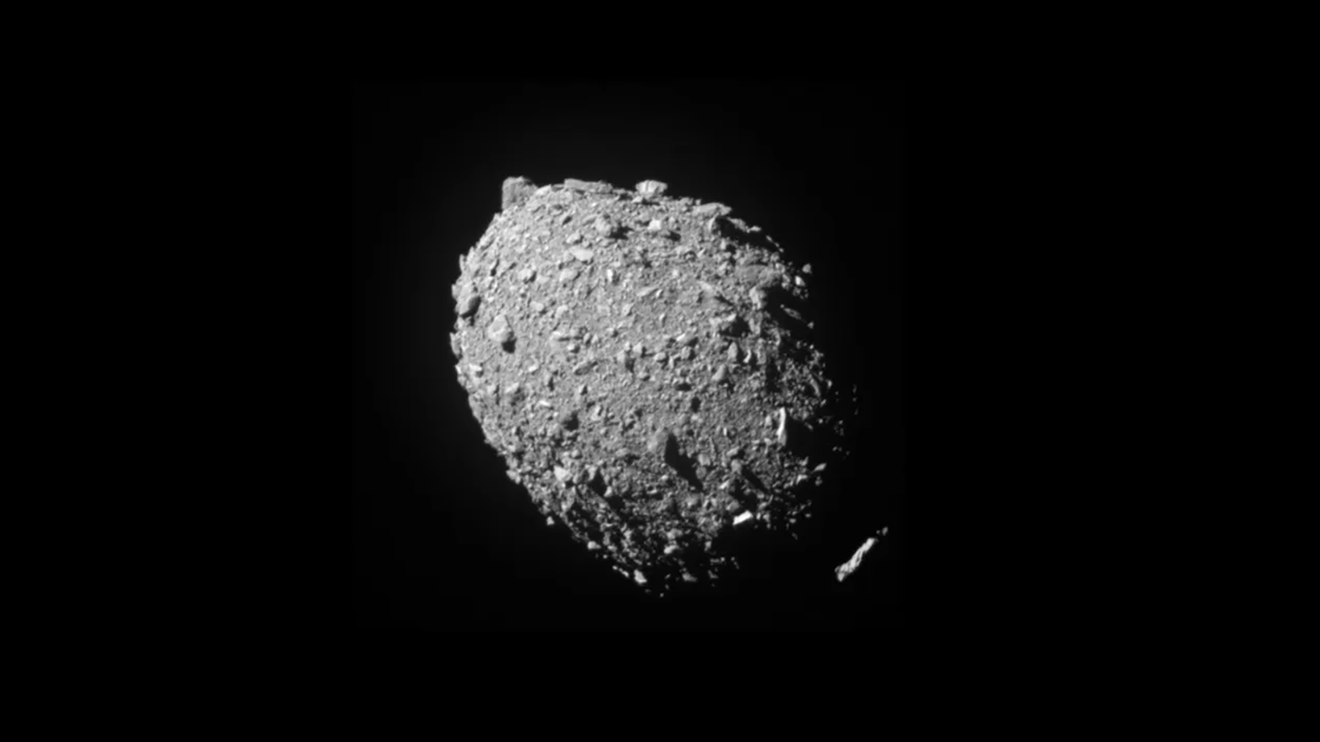 The asteroid Dimorphos was captured by NASA’s DART mission just two seconds before impact.