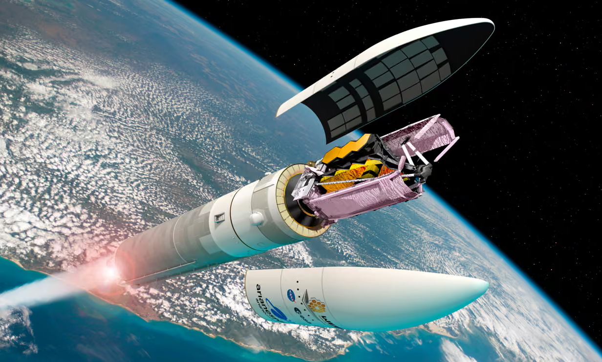 James Webb space telescope folded in the Ariane 5