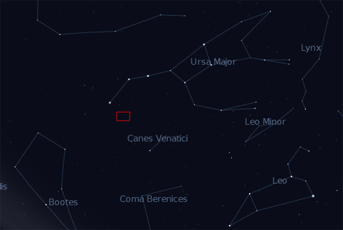 Star chart showing the Image Field of View for M51